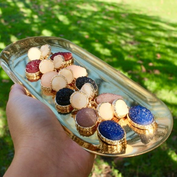 Anthropologie‎ Druzy Wine Teardrop Dangle Earrings - Picture 12 of 12